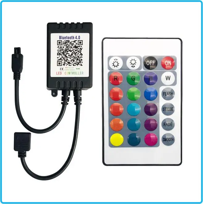 Светодиодный RGB контроллер 24 клавиши светодиодный ИК Bluetooth контроллер 24 ключа RGB контроллер для светодиодной ленты SMD 5050/3528 светодиодный пульт дистанционного управления - Цвет: black