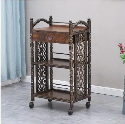 

Retro beauty salon stroller European hair car tattoo barbershop with a drawer, tool and cabinet shelf .
