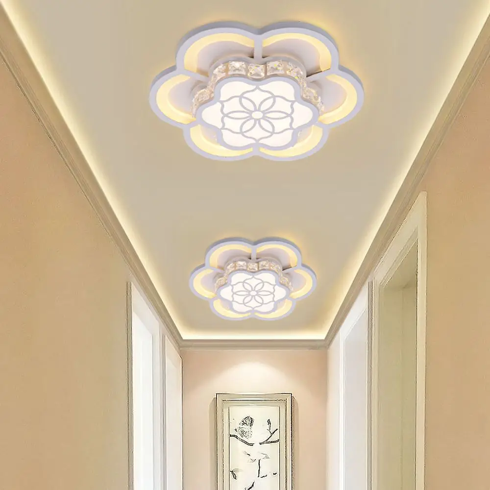 

Modern Crystal LED Bedroom Corridor Ceiling Light White Acrylic Flower Balcony Ceiling Lamp Porch Hallway Ceiling Lamp