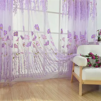 

Tulle Curtains For The Kitchen Living Room Fabric Voile Window Bedroom Tulip Printed Balcony Sun Shading