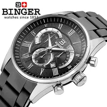 Швейцарские часы мужские роскошные брендовые наручные часы Бингер кварцевые часы полностью из нержавеющей стали с хронографом Diver glowwatch BG-0407-3