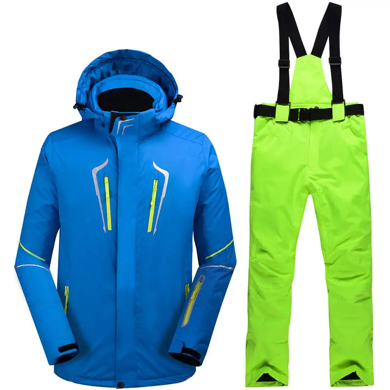 Лыжный костюм мужской зимний ветрозащитный водонепроницаемый 10000 теплая уличная куртка для сноуборда костюм для горного туризма мужские+ нагрудник лыжные брюки