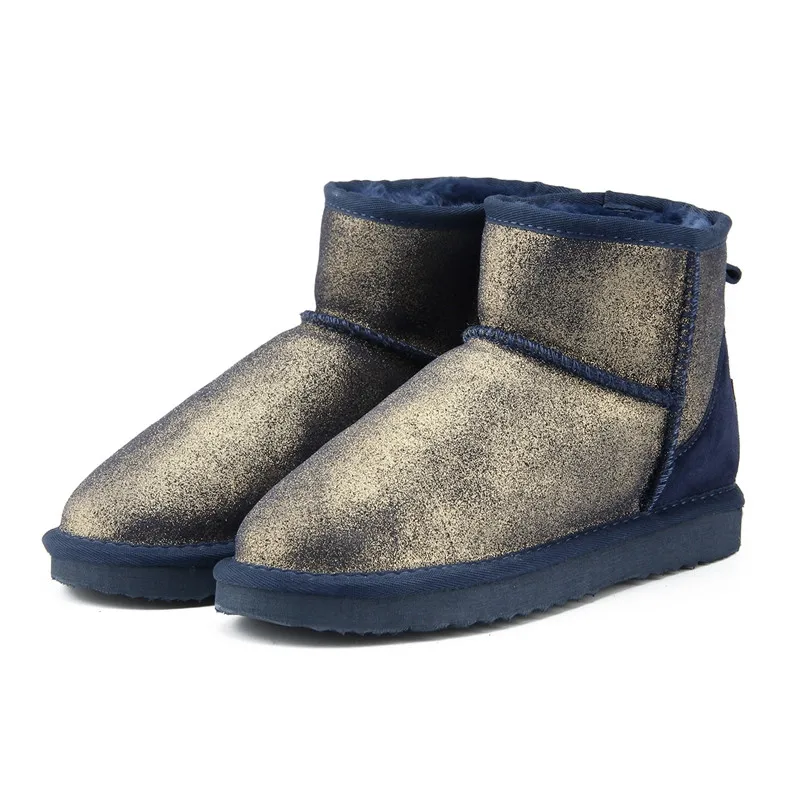 JXANG/Новые модные женские зимние ботинки; женские ботинки из натуральной кожи; теплые водонепроницаемые зимние ботинки; ботильоны; - Цвет: Navy Blue