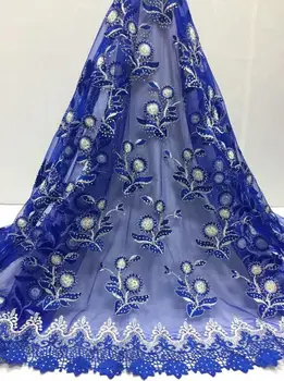 

2019 latest embossed with rhinestone embroidery French mesh Nigeria lace 506-19 African lace fabric dress design