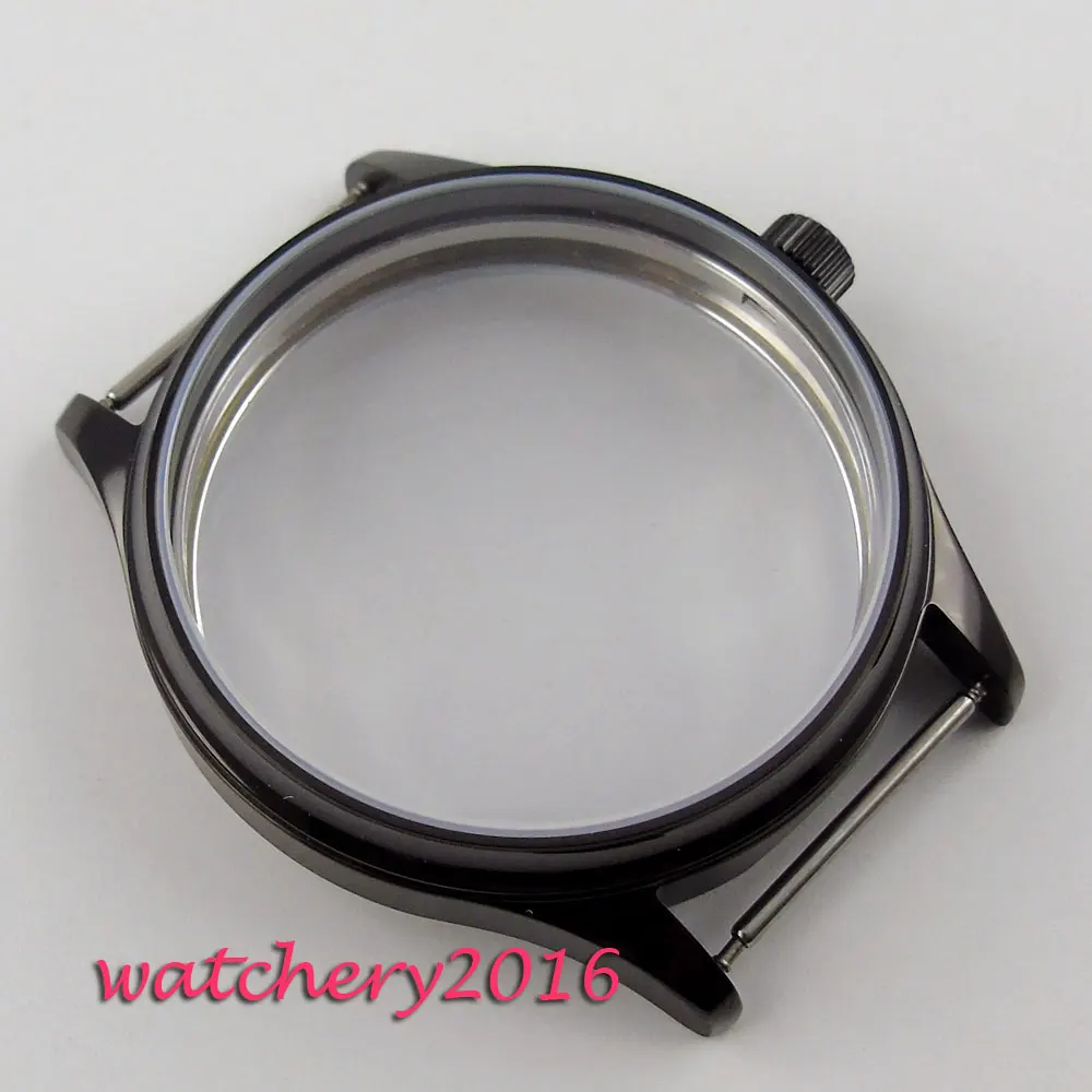 44mm parnis black PVD watch sterile CASE fit eta 6498 6497 hand winding Men's movement 44mm parnis black PVD watch sterile CASE fit eta 6498 6497 hand winding Men's movement