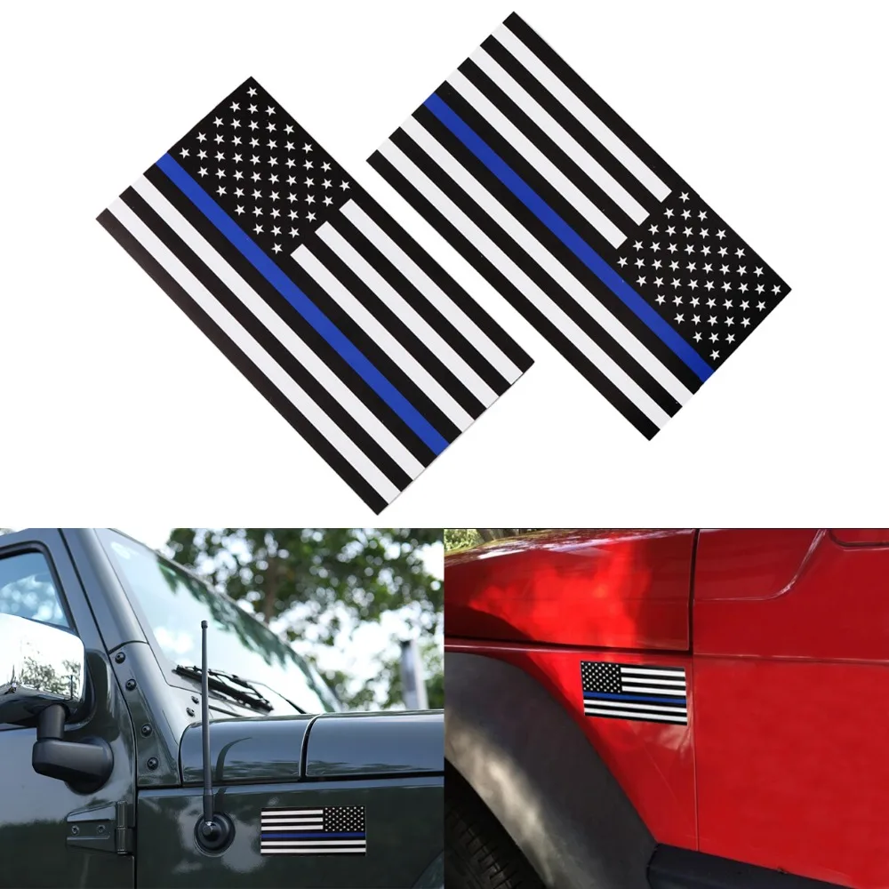 

1Pair Magnet American Police Think Blue Line US Flag Car Sticker For Jeep For Bmw For VW For Audi For Honda For Lada #SGB-11-T