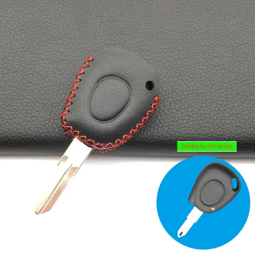 Высокое качество, кожаный чехол для автомобильного ключа, Чехол-держатель для Renault Clio Megane Scenic, ИК-пульт дистанционного управления, брелок на 1 кнопке - Название цвета: black