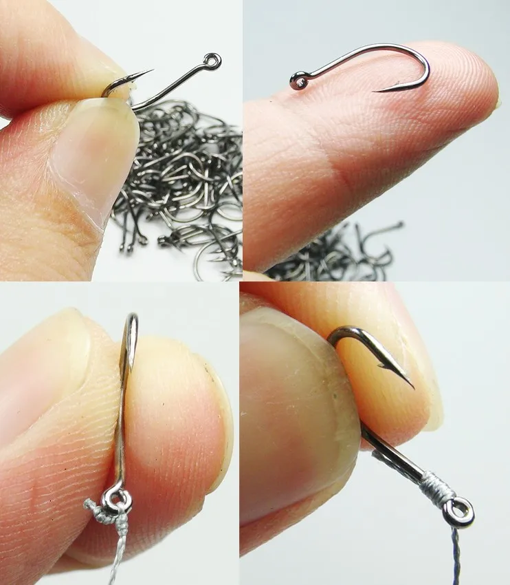 Rompin 50pcs/box high Carbon Steel Fishing Hook Fishhooks Durable Pesca Jig Head Fishing Hooks with Hole Carp Fishing Tackle Box