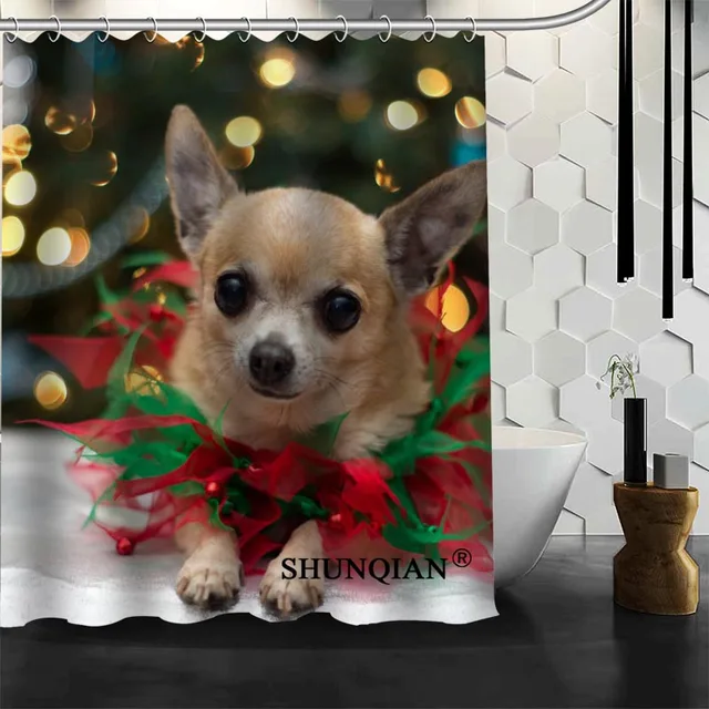 Custom dog Christmas Shower Curtain bathroom Accessories Polyester