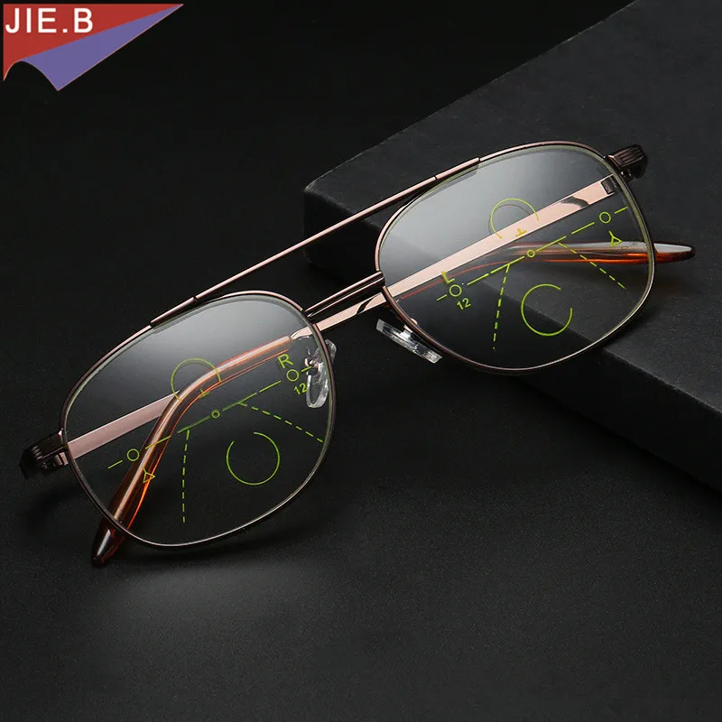 

2018 New Men's Alloy resin Progressive lenses Reading Glasses men Fashion Classic Multifocal Glasses +1.0+1.5+2.0+2.5+3.0