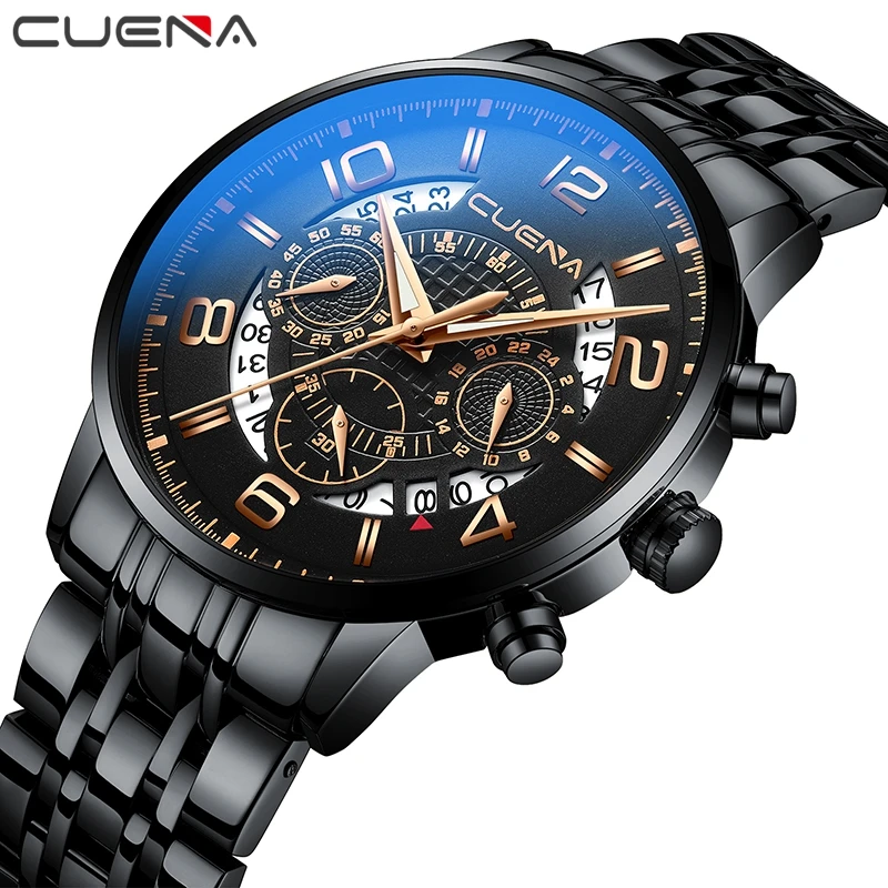 CUENA Fashion Men Quartz Watch 3Atm Waterproof Man Clock Stainless Steel Luxury Present For Men 2018 Dress Watch