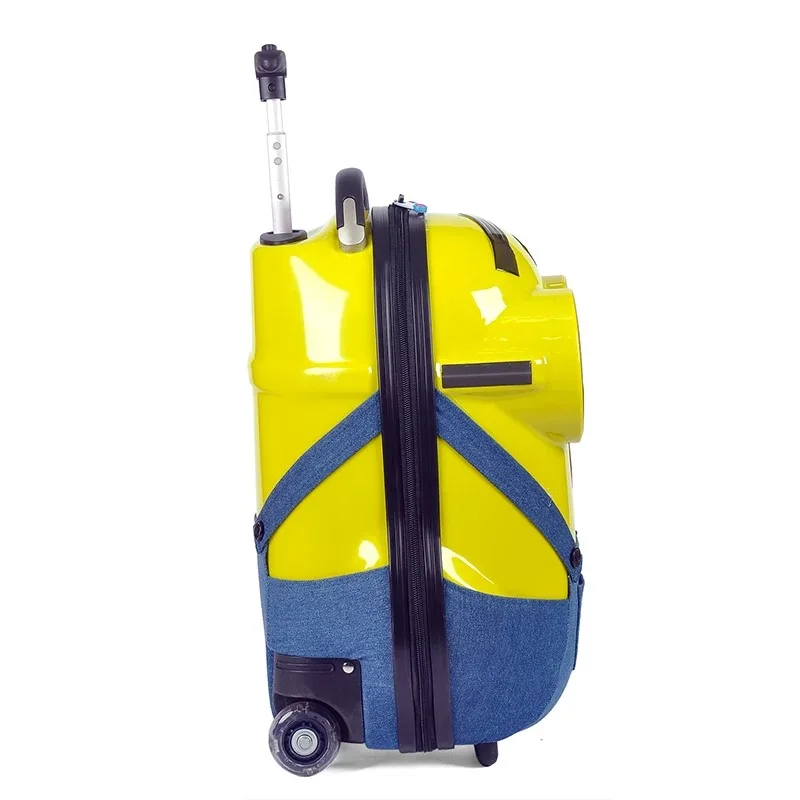 3D мультфильм маленький желтый человек набор багаж на колёсиках Детский чемодан на колесиках для мальчиков дорожная сумка школьная сумка для девочек милый багаж на колесиках