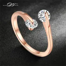 Двойные CZ камень рок Регулируемые кольца серебро/розовое золото цвет Мода кубический цирконий ювелирные изделия кольцо для женщин DFR007