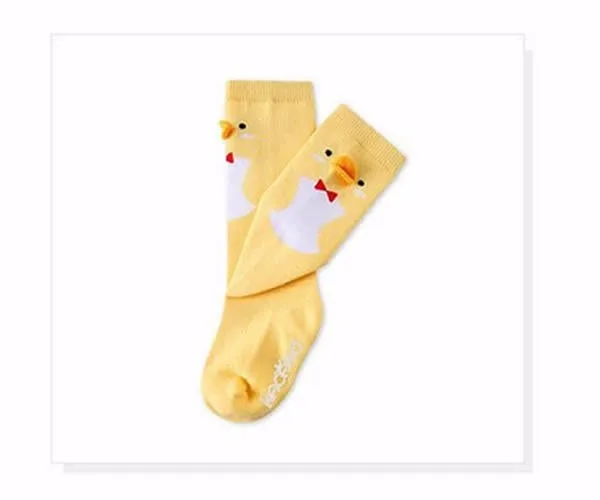 Носки для малышей милые мягкие хлопковые носки Kawaii для девочек Детские Носки с рисунком утки и пингвина Длинные теплые носки для маленьких мальчиков