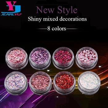 

8pcs Pink Aurora Laser Nail Art Mirror Sequins Star Foil Irregular Glitter Powder Flakes UV Gel Polish Tips Decoration For Women