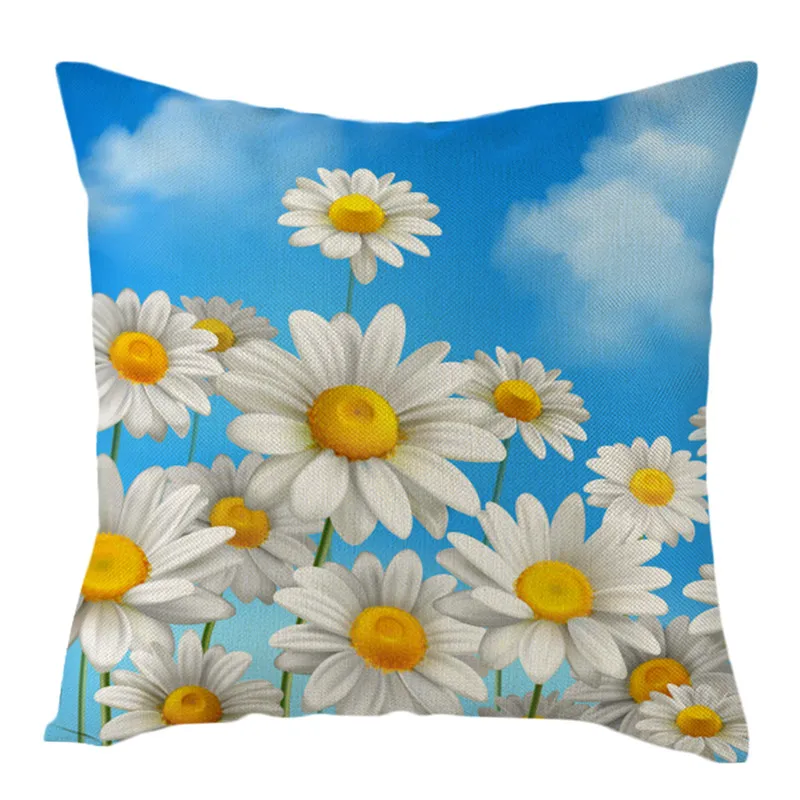 

Fuwatacchi Sunflower Rose Cushion Cover Carnation Pillow Cover For Home Decorative Pillows Linen Pillowcases 45*45cm