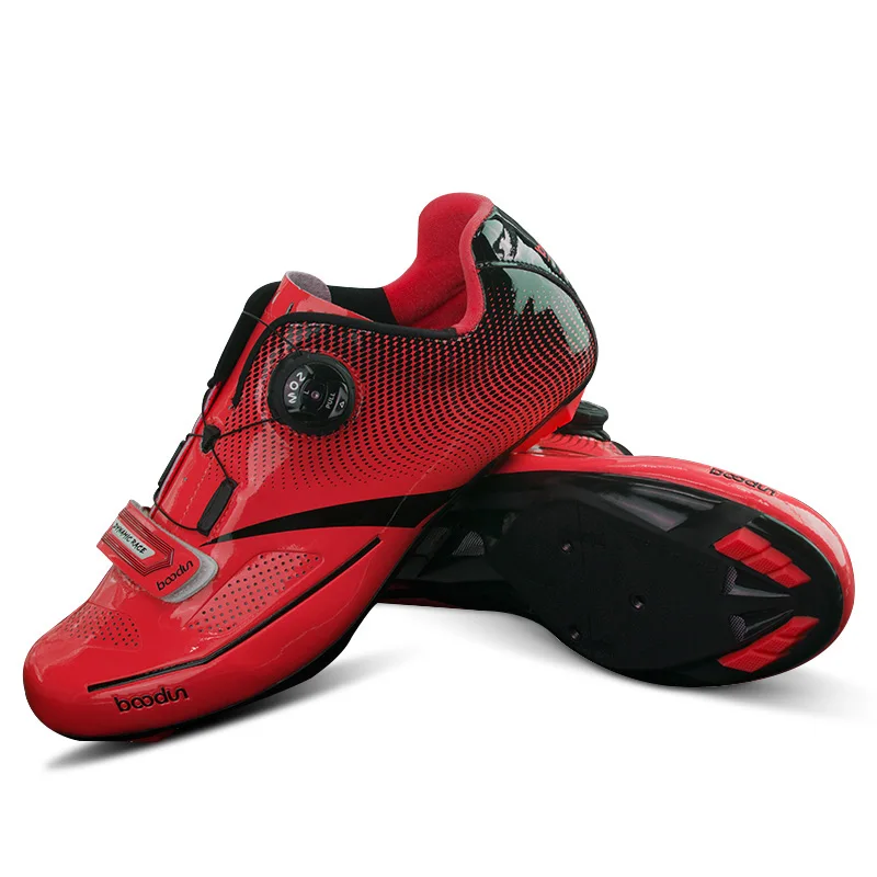 BOODUN, дышащий материал Pro самоблокирующаяся велосипедная обувь для шоссейного велосипеда обувь для горного велосипеда Ультралегкие спортивные гоночные кроссовки - Цвет: road bike-red