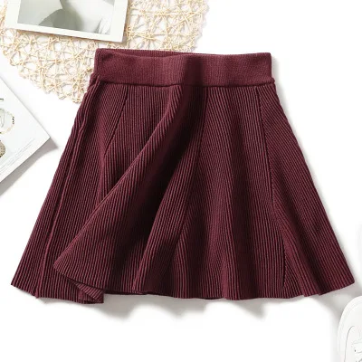 Warm Knitted Skirts Women A line mini sweater Skirt Casual Elastic ...
