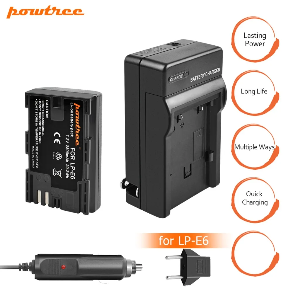 

1X LP-E6 LPE6 LP E6 Rechargeable Camera Battery+Charger for Canon 5D Mark II Mark III EOS 6D 7D 60D 60Da 70D 80D DSLR L15