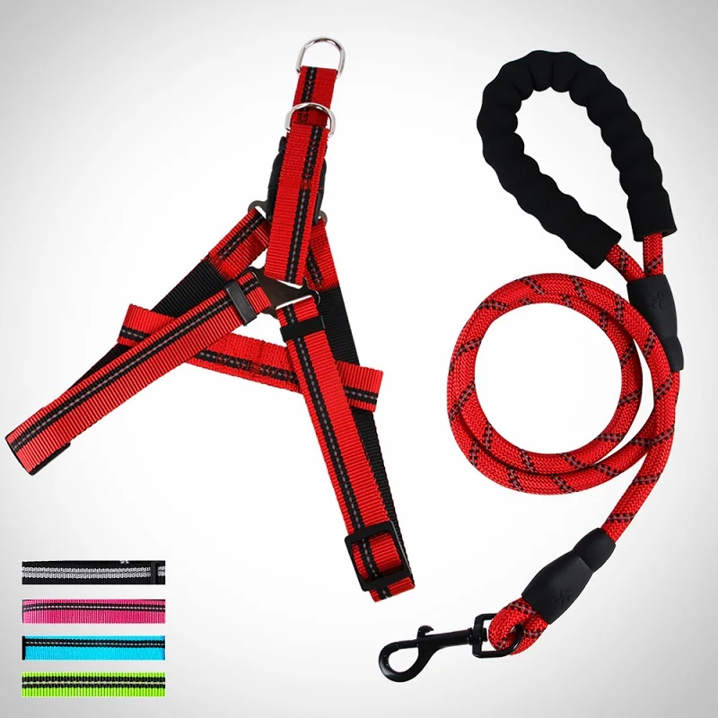 

Harness Vest Mountain Climbing Rope Nylon Reflective Dog Leash Harness Set Foam Handle Dog Leads Pet Puppy For Small Medium Dogs