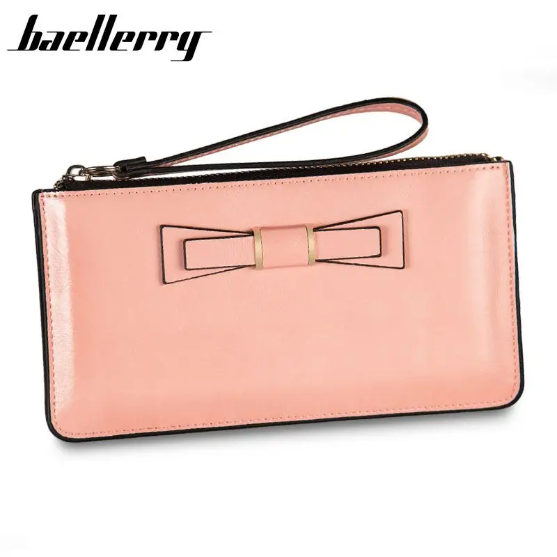 

Baellerry Fashion Women Oil surface Bow Wallets Solid Bow tie Paint Wallet Female Clutch Double Zipper Purse For Women Purse