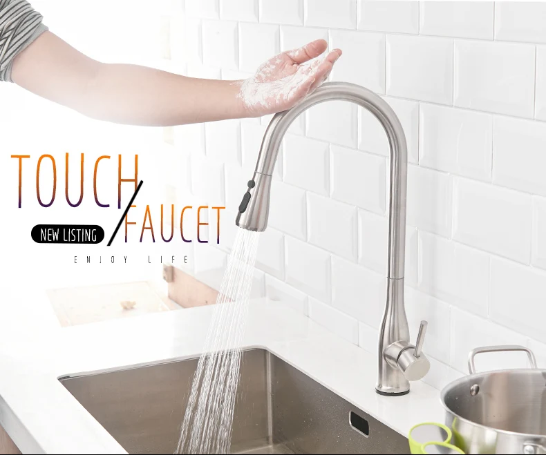 FLG Smart Touch смесители для кухни из нержавеющей стали сенсорный индуктивный сенсор кран двойной выход воды Режимы раковина смеситель кран CP1025-33N