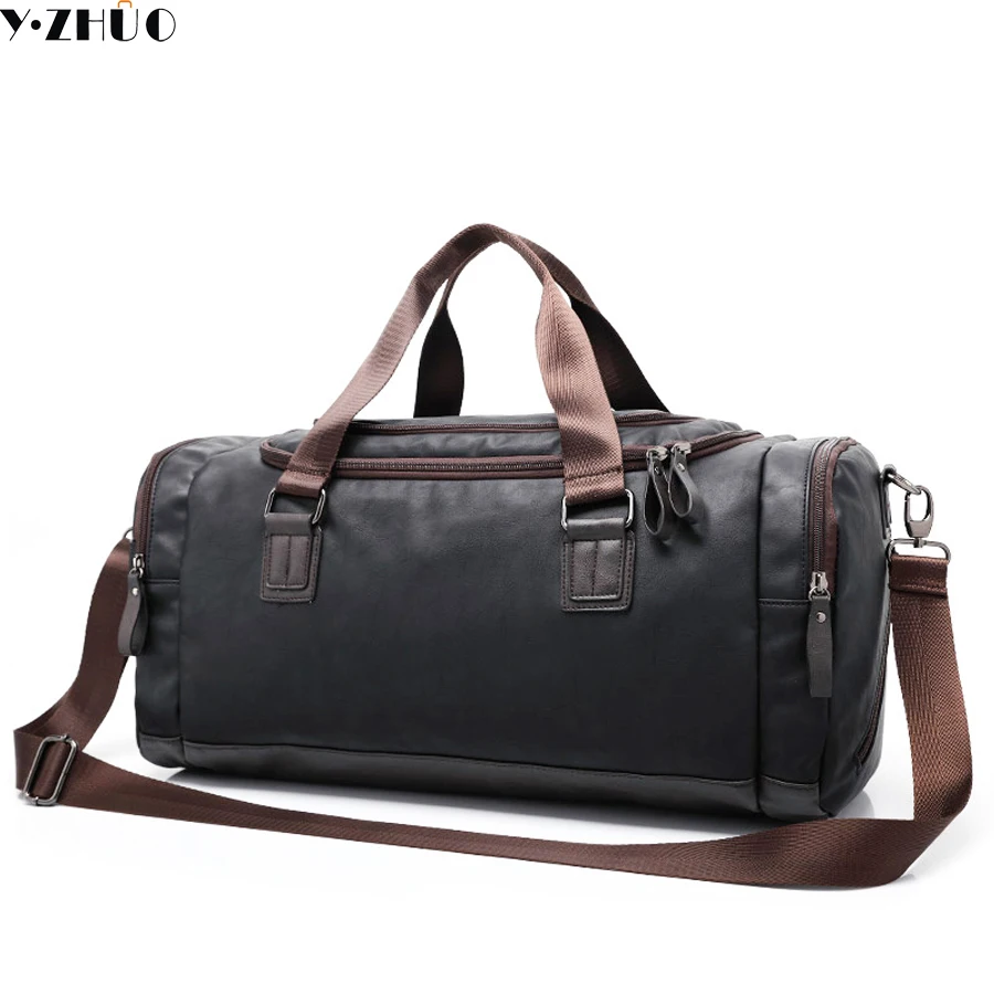 

high quality leather men travel bag vintage large duffel bag handbag casual men messenger shoulder crossbody bag 3 colors