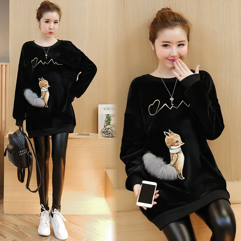 

Autumn And Winter Hot Mom Breastfeeding Clothes Out Of The Postpartum Gold Velvet Warm Feeding Clothes Plus Velvet Thick Dress