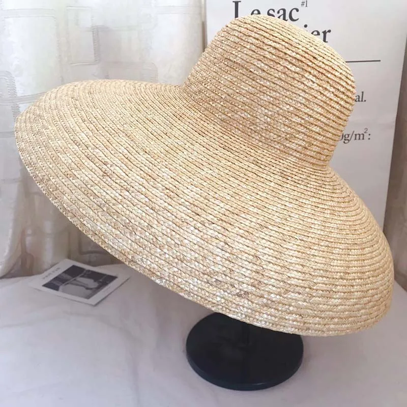 Элегантная женская соломенная шляпа колокольчика 15 см с большими широкими полями, шляпа от солнца, Повседневная Соломенная летняя пляжная шляпа из натуральной пшеничной соломы