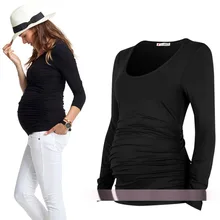 Одежда для беременных; сезон весна-осень; Весенний топ; Футболка для беременных; Базовая хлопковая одежда с длинными рукавами для беременных женщин