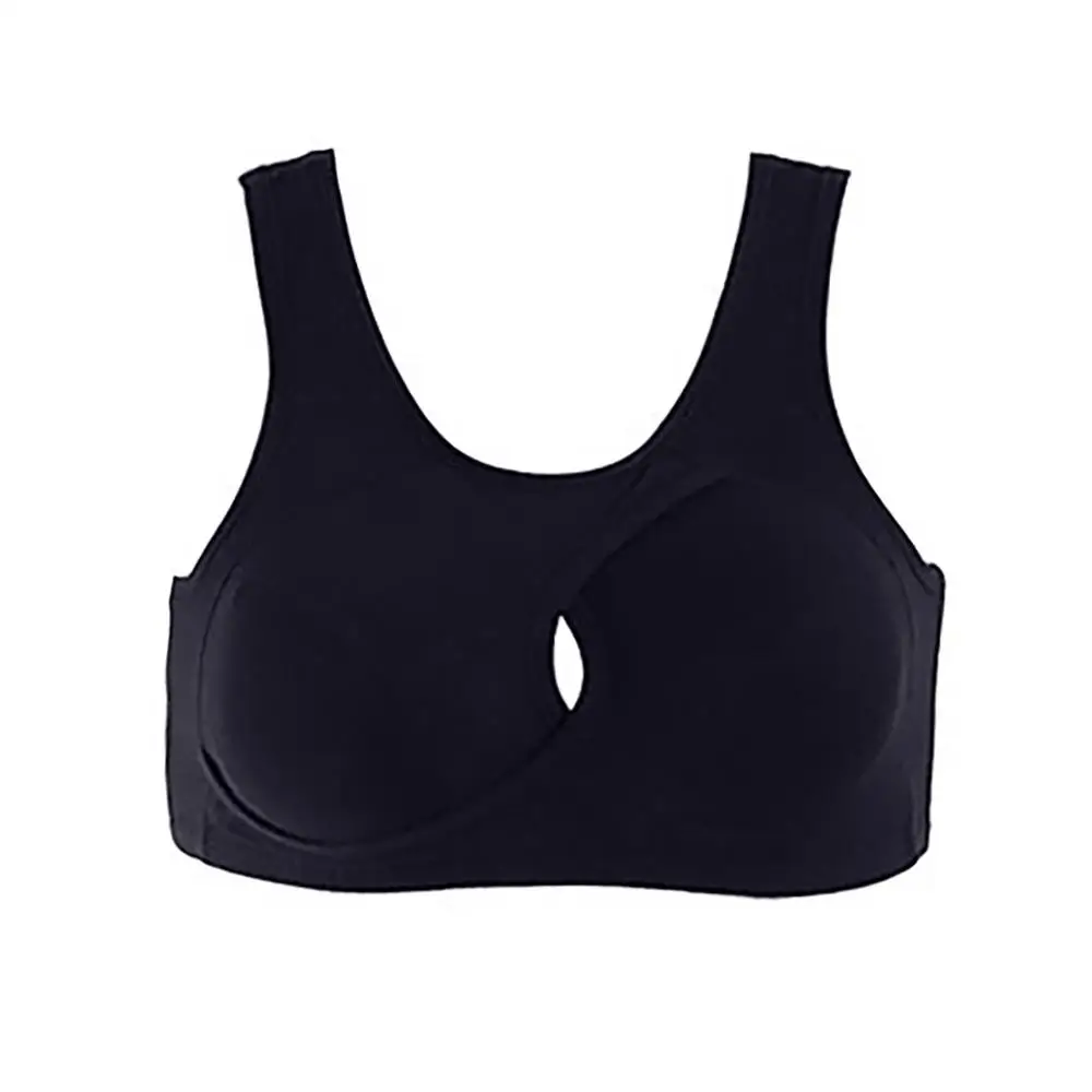 Girls Women Solid Seamles Stretch Sport Bra Top Gym Fitness Underwear Crop Top Running Sports Vest Tank Bras M/L/XL - Цвет: Black