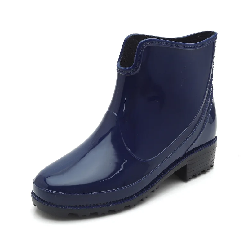 

PVC Wear-resistant Women's Rain Boots Wholesale Korean Blue and Red Rain Boots Short-tube Comfortable Waterproof Non-slip Boots