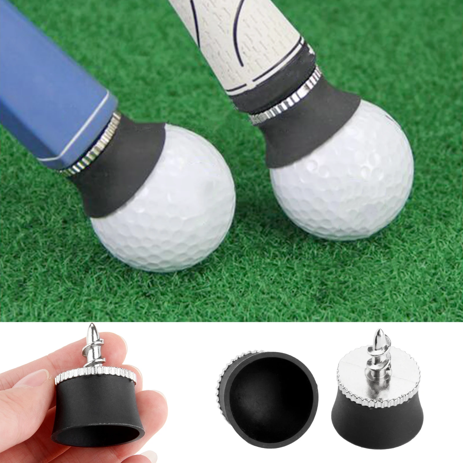 

Mini Rubber & Metal Golf Ball Pick Up Retriever For Putter Grip Retriever Tool Suction Cup Pickup Screw Golf Training Aids Black
