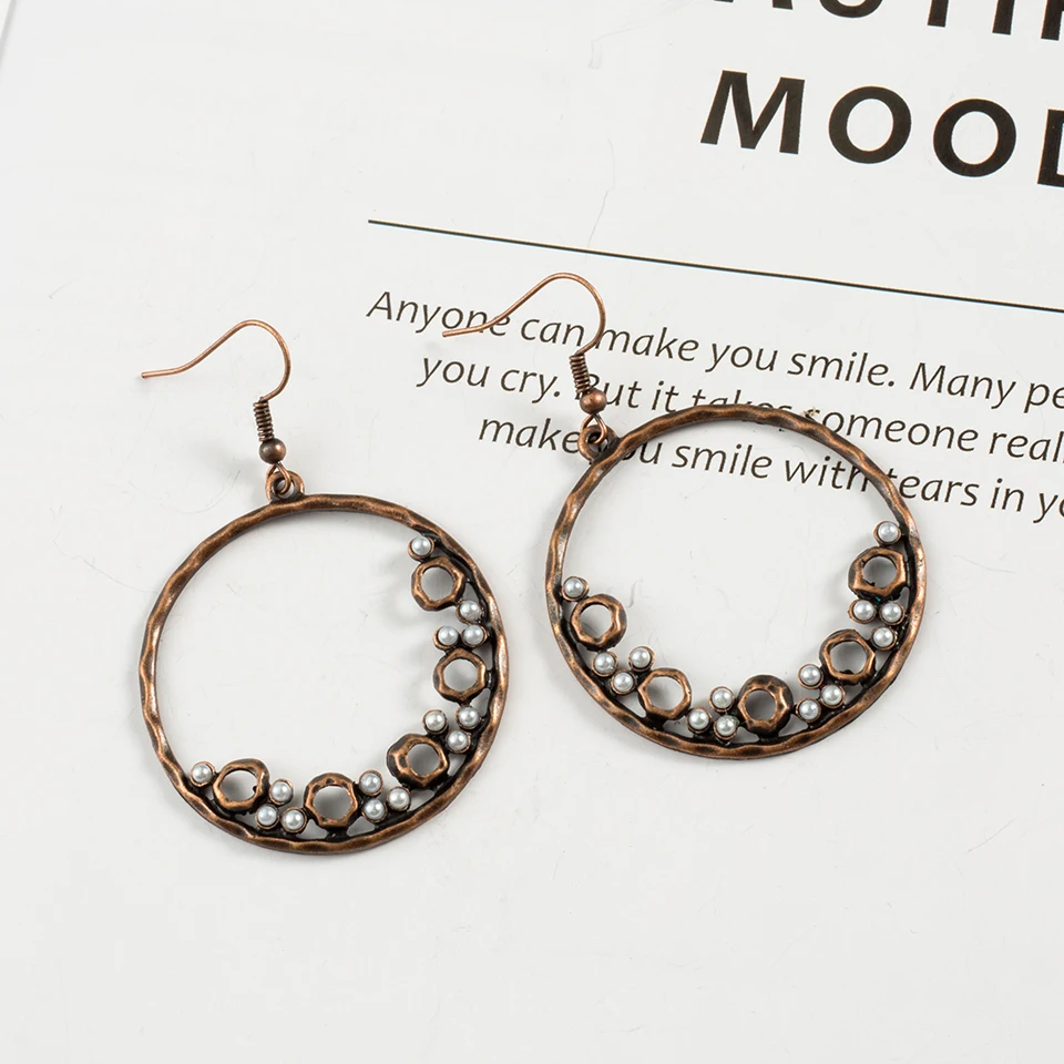 

2019 new vintage alloy earings fashion jewelry for women Ethnic round circle drop earring Charm ear jewellery accessories gifts