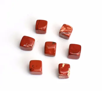 

7 pieces Natural Tumbled Red Jasper Carved Cube Crystal Reiki Healing Semi-precious Stones with a Free Pouch