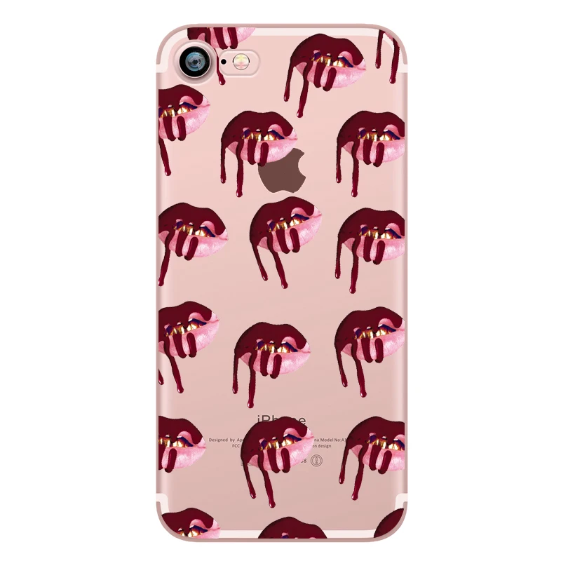 Makeup Sexy Kylie Jenner Lipstick Lips Girls Siliocne Transparent Soft Mobile Phone Case for iphone 7 6 5S 6S Plus SE 5 Fundas (6)