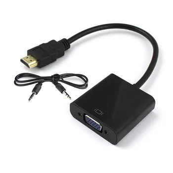 

HDMI to VGA converter adapter with 3.5mm audio jack interface full HD 1080P