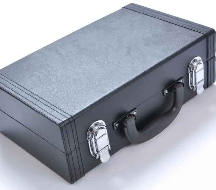 Black leather hard clarinet case for clarinet