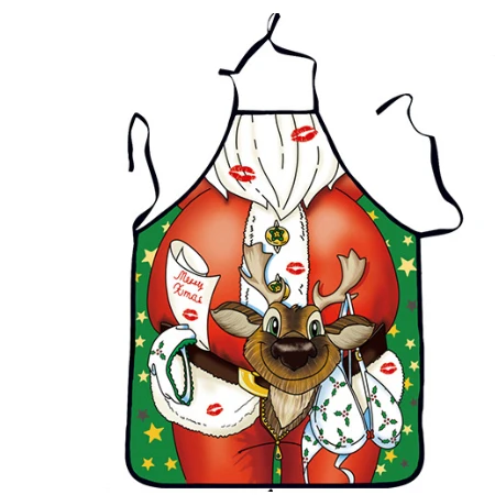 Christmas Apron Chef 3D Print Cooking Kitchen Halterneck Waist Aprons Wedding Party Accessories For Women Men 72x54cm