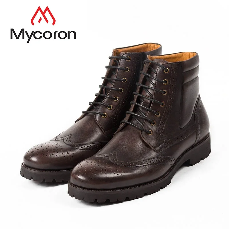 MYCORON новая зимняя обувь мужские теплые ботинки модные брендовые s ручной работы