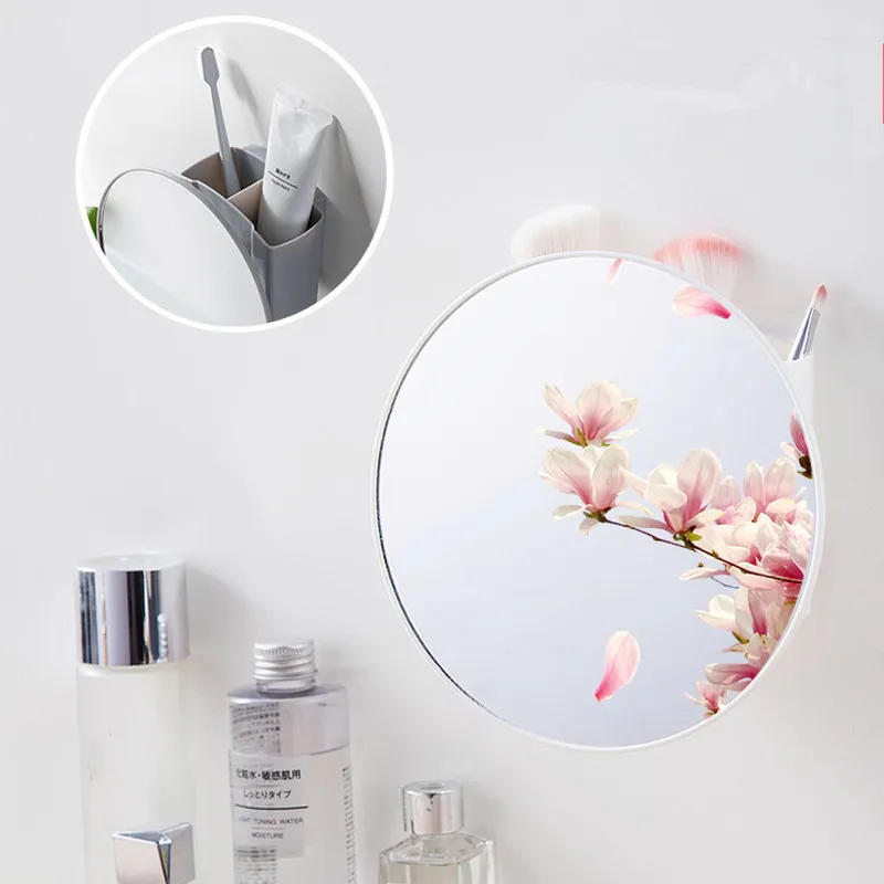 

Storage Box Bathroom Wall Hanging Cosmetic Mirror with Storage Box Makeup Brush Organizers Jewelry Boxes Bathroom Accessories