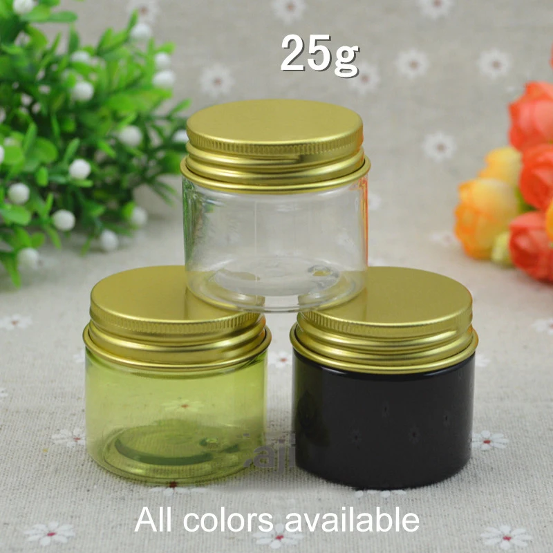 

Free Shipping 25g Plastic Cosmetic Jar Empty Pill Capsule Container Skin Care Cream Packing Refillable Bottles 100pcs/lot