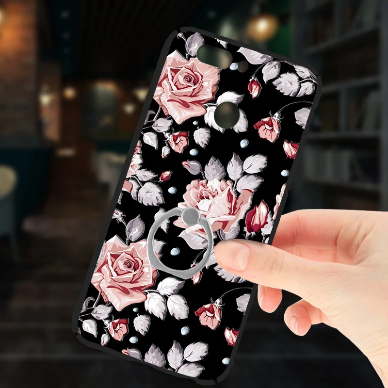 

For Huawei Nova 2 Plus Luxury Frosted Rose Cover 3D Relief Cute Case 360 Full Protection Fundas Phone For Huawei Nova 2