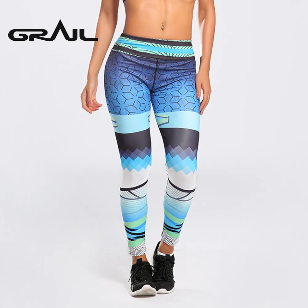 GRAIL Stylish Stripe Fitness Yoga Pants Slim Leggings Athletic Elastic