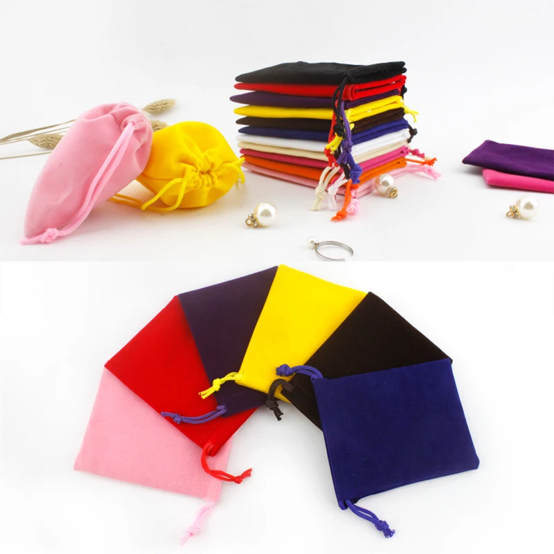 

50pcs Jewelry Packaging Bag Soft Velvet Drawable Pouches Small Gift Bags for Wedding Party Decoration Christmas Favors 8*10cm