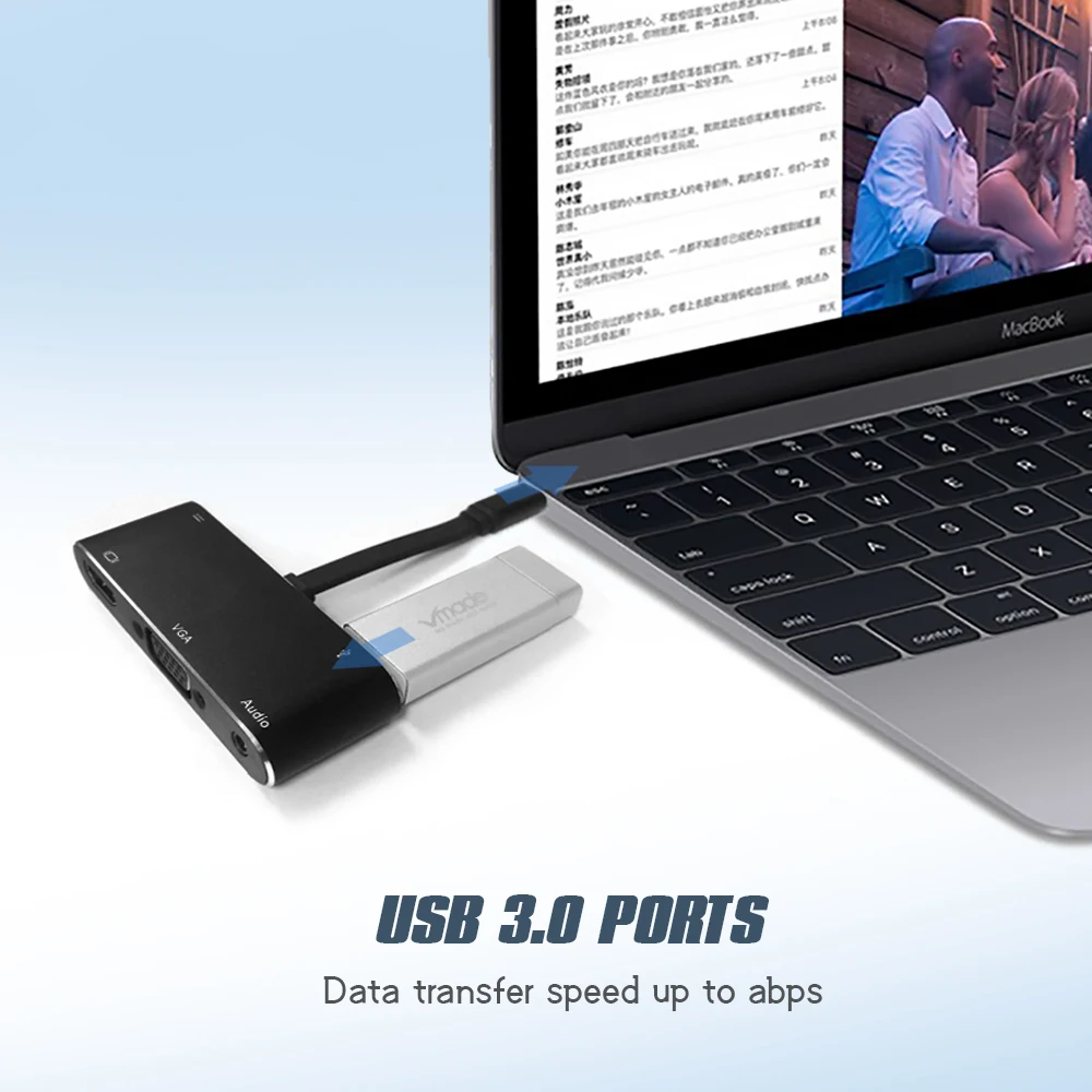 USB C концентратор для VGA HDMI k4 адаптер для Macbook Pro/Air Thunderbolt 3 концентратор USB Type C для HDMI 4K USB 3,0 порт USB-C питания