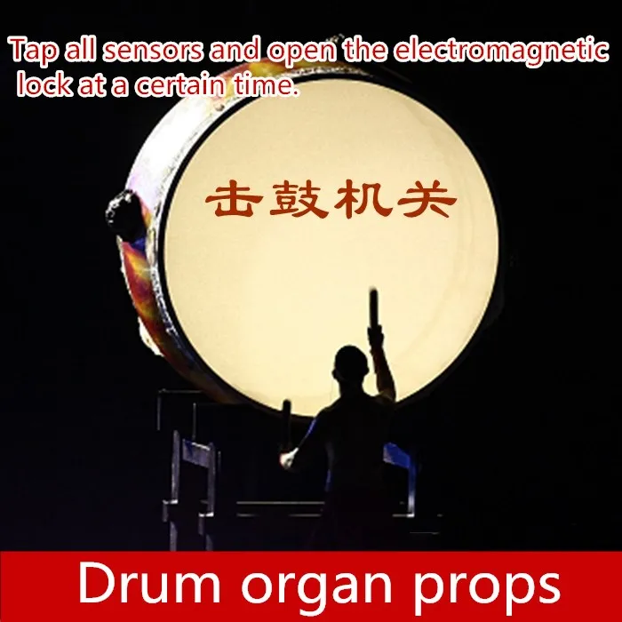 

real life games escape room props Drums unlock organ props horror game Tap all sensors and unlock escape room game