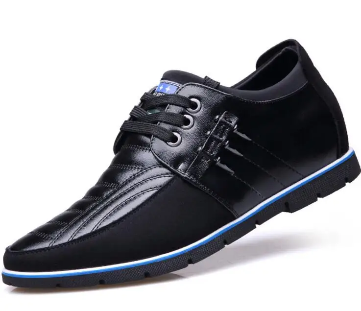Для мужчин Осень-весна обувь Высота ineasing 7 см на шнуровке Повседневная обувь Уличная обувь в деловом стиле M471 - Цвет: Черный