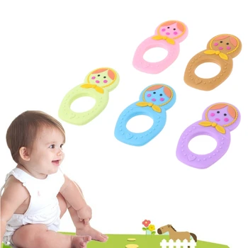 

OOTDTY Safety Baby Teethers Pacifier Cartoon Nursing Silicone BPA Free Chewing Bite Teething Toys Infant Toddlers Oral Care Gift