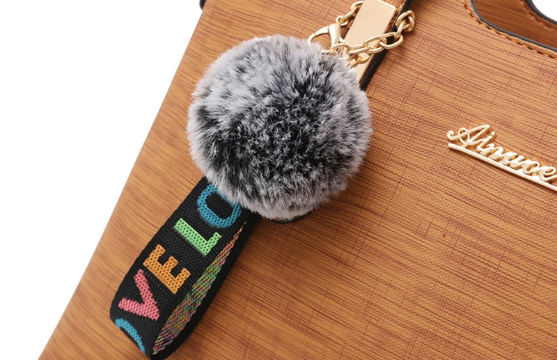 Women European Handbags Lady Fashion Hairball Crossbody Shoulder Bags Female Leather Messenger Bag Bolsa Top-Handle Purse SS7234 (9)